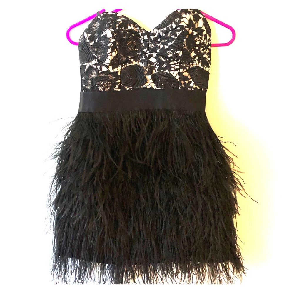 Bebé Feather Party Dress with embroidered top